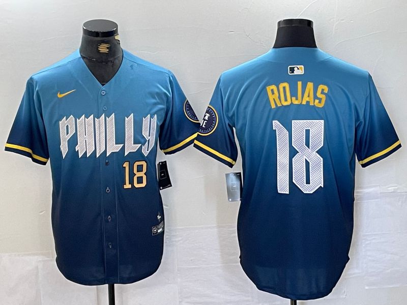 Men Philadelphia Phillies #18 Rojas Blue City Edition Nike 2024 MLB Jersey style 3->->